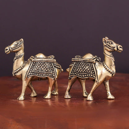Brass Superfine Camel Pair Miniature Showpieces 2.2 Inch by vendor-unknown - Decor (View 4)