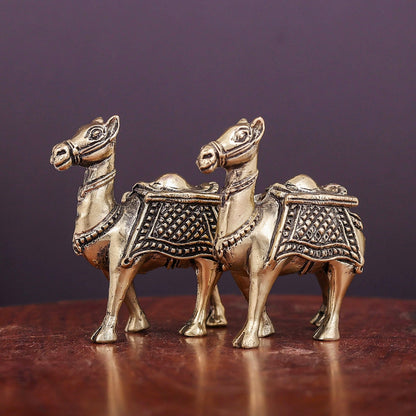 Brass Superfine Camel Pair Miniature Showpieces 2.2 Inch by vendor-unknown - Decor (View 7)