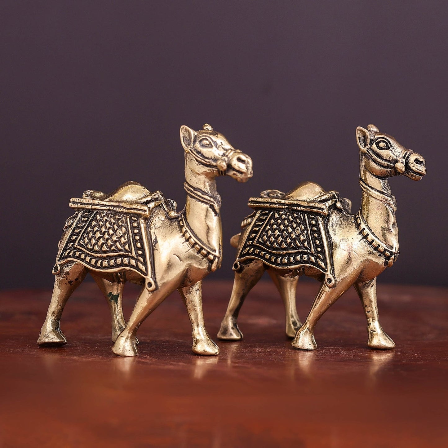 Brass Superfine Camel Pair Miniature Showpieces 2.2 Inch