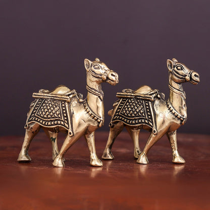 Brass Superfine Camel Pair Miniature Showpieces 2.2 Inch by vendor-unknown - Decor (View 8)
