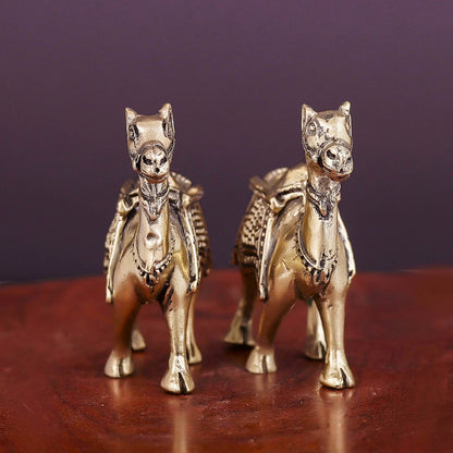 Brass Superfine Camel Pair Miniature Showpieces 2.2 Inch by vendor-unknown - Decor (View 9)