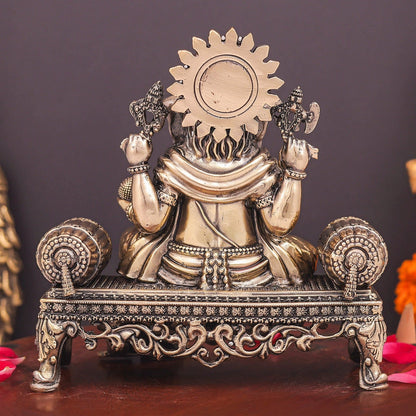 Brass Superfine Ganesha Idol Seated on Singhasan 6 Inch by vendor-unknown - Hindu Gods (View 6)