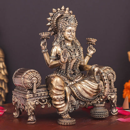 Brass Superfine Goddess Lakshmi Idol Seated on Singhasan 6 Inch by vendor-unknown - Hindu Gods (View 5)