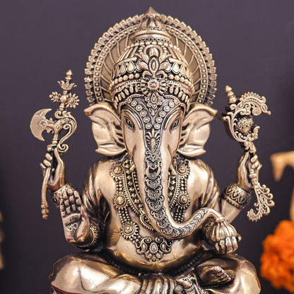 Brass Superfine Ganesha Idol Intricately Crafted 6.5 Inch by vendor-unknown - Hindu Gods (View 2)