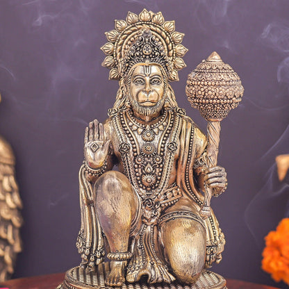 Brass Superfine Hanuman Idol For Temple Decor 7 Inch by vendor-unknown - Hindu Gods (View 2)