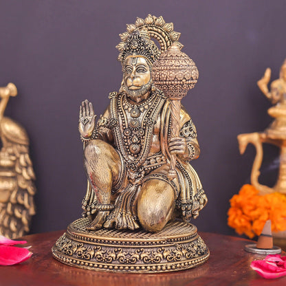 Brass Superfine Hanuman Idol For Temple Decor 7 Inch by vendor-unknown - Hindu Gods (View 4)