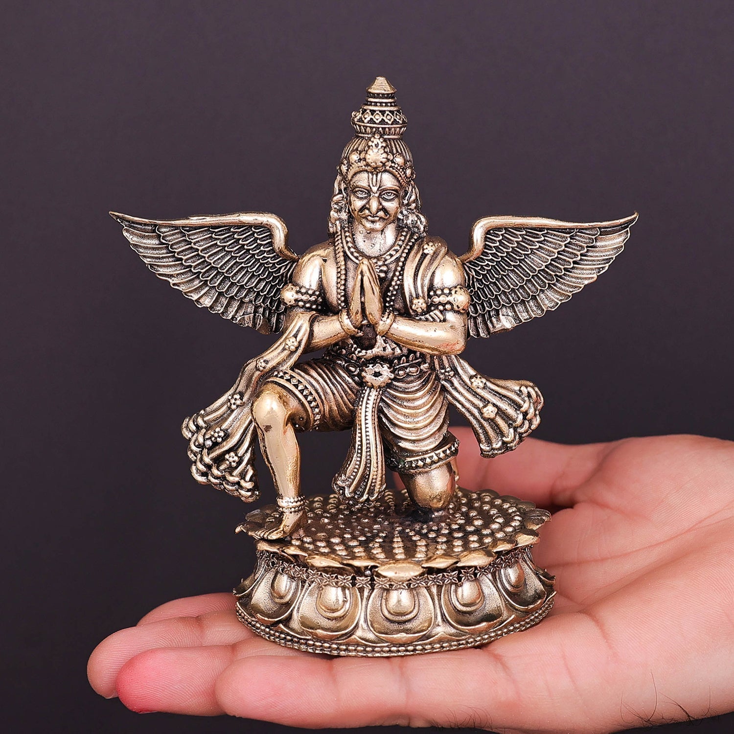 Brass Superfine Garuda Idol Vahana of Lord Vishnu 5 Inch - Image 3