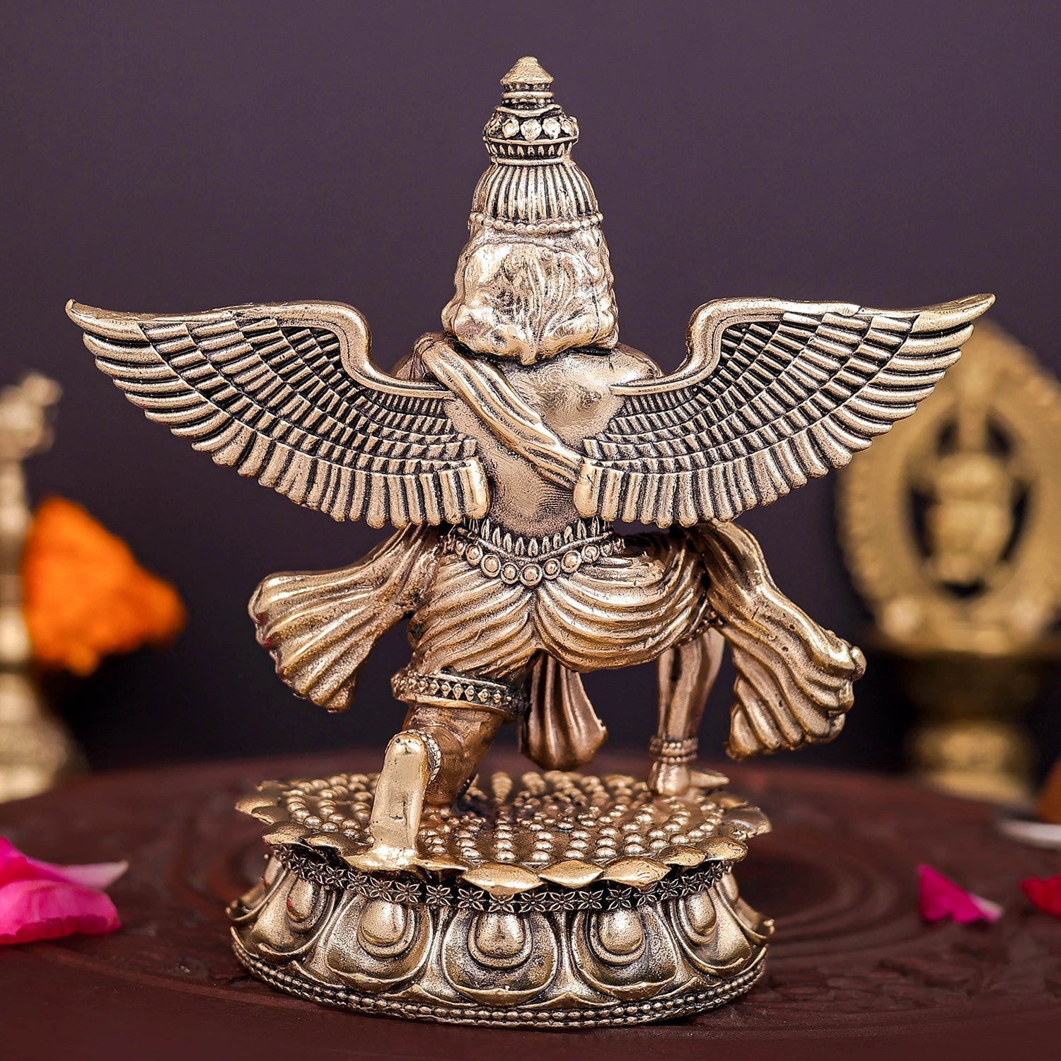 Brass Superfine Garuda Idol Vahana of Lord Vishnu 5 Inch - Image 6
