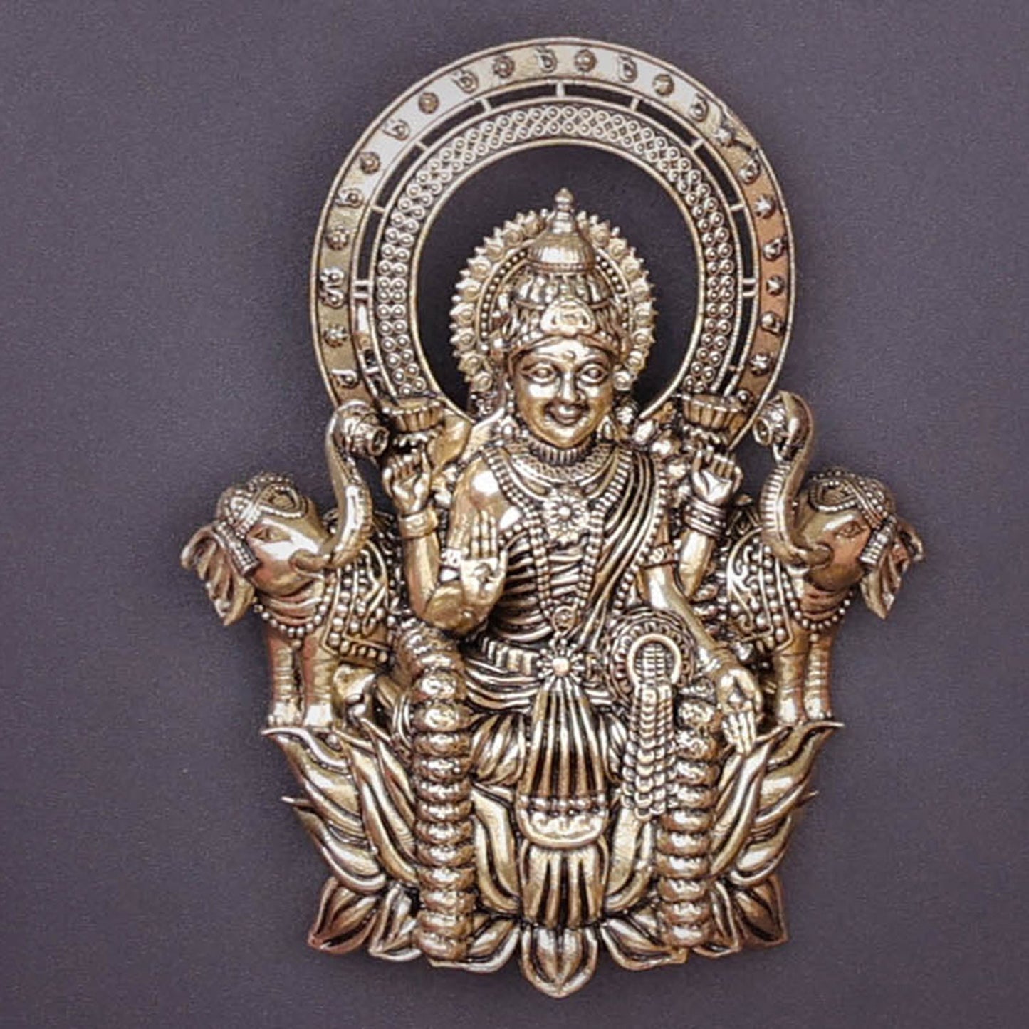 Brass Superfine Goddess Gajalakshmi Idol Wall Hanging 4 Inch