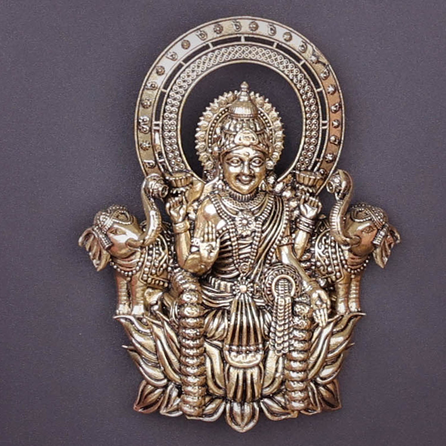 Brass Superfine Goddess Gajalakshmi Idol Wall Hanging 4 Inch - Image 2