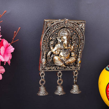 Brass Superfine Ganesha Wall Hanging With Bells 7 Inch by vendor-unknown - Hindu Gods (View 5)