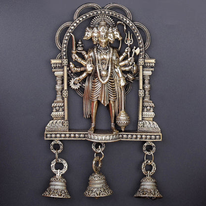 Brass Superfine Standing Panchamukhi Hanuman Wall Hanging with Bells 7 Inch by vendor-unknown - Hindu Gods (View 2)