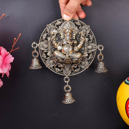 Brass Ganesha Wall Hanging with Bells 7'' by vendor-unknown - Hindu Gods (View 3)