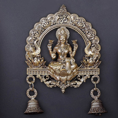 Brass Superfine Goddess Lakshmi Idol Wall Hanging With Bells 6 Inch by vendor-unknown - Hindu Gods (View 2)
