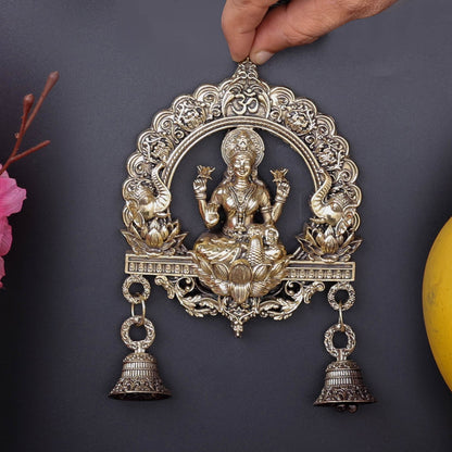 Brass Superfine Goddess Lakshmi Idol Wall Hanging With Bells 6 Inch by vendor-unknown - Hindu Gods (View 3)