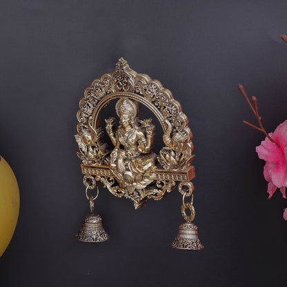 Brass Superfine Goddess Lakshmi Idol Wall Hanging With Bells 6 Inch by vendor-unknown - Hindu Gods (View 5)