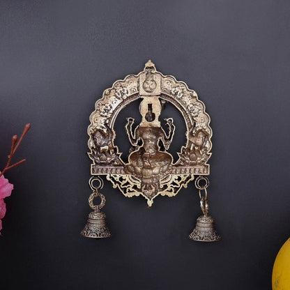 Brass Superfine Goddess Lakshmi Idol Wall Hanging With Bells 6 Inch by vendor-unknown - Hindu Gods (View 6)