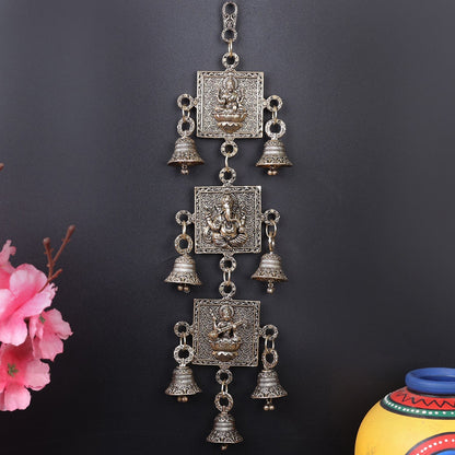 Brass Superfine Ganesha Lakshmi Saraswati Wall Hanging 13 Inch by vendor-unknown - Hindu Gods (View 2)