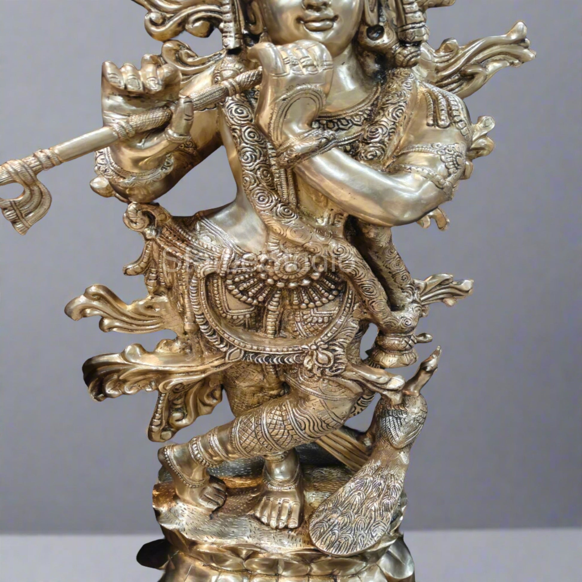 Brass Krishna Idol Finely Crafted 4 Feet by StatueStudio - Image 11