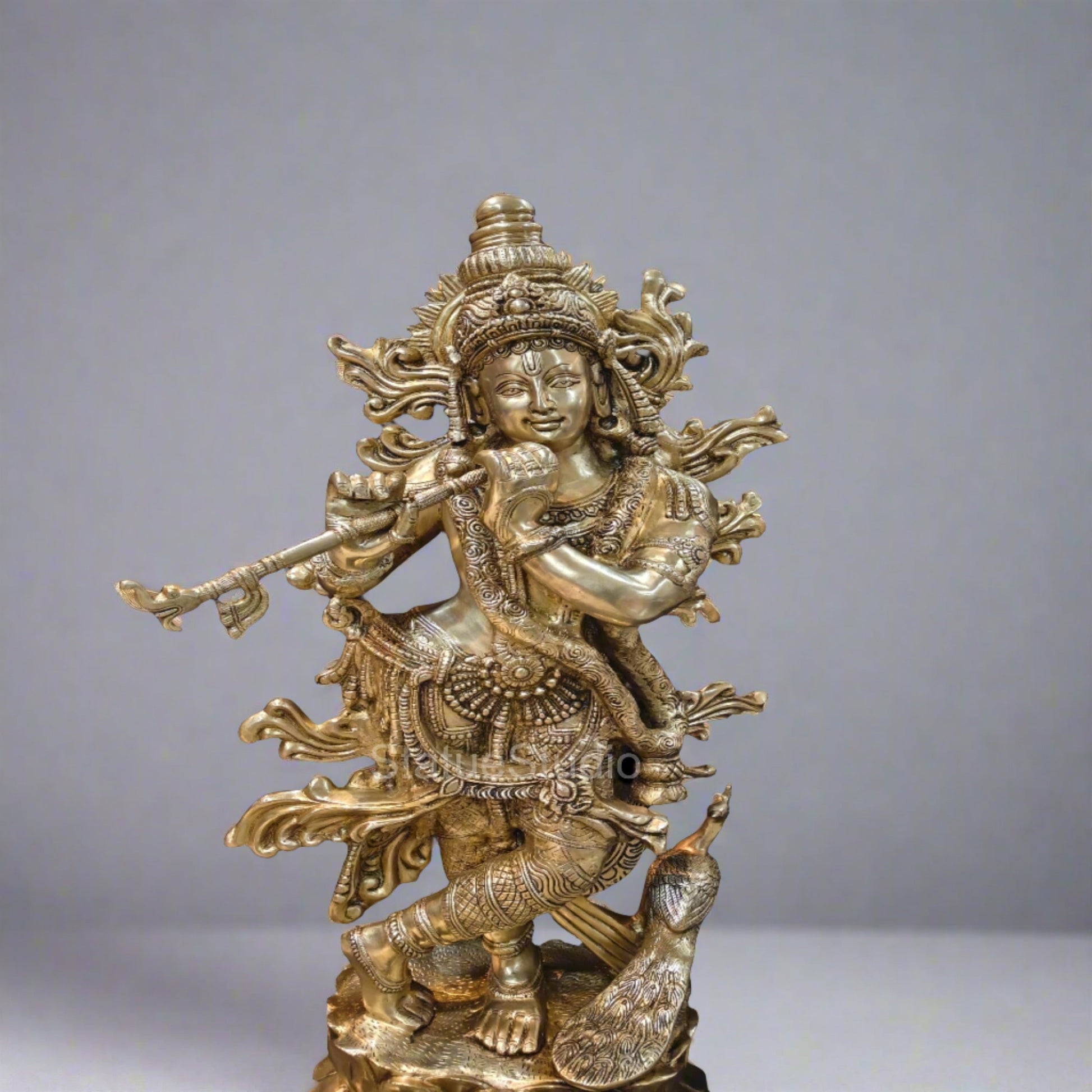 Brass Krishna Idol Finely Crafted 4 Feet by StatueStudio - Image 6