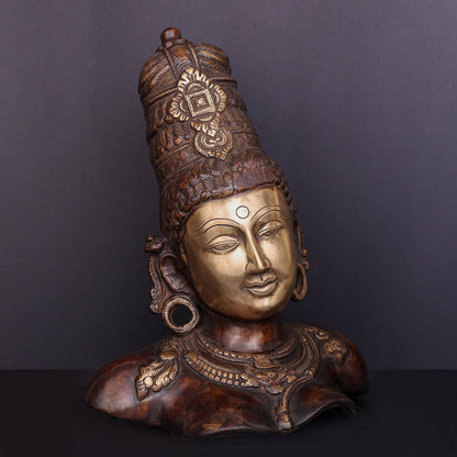Brass Devi Parvati Bust Antique Finish Sculpture 12 Inch by vendor-unknown - Hindu Gods (View 4)