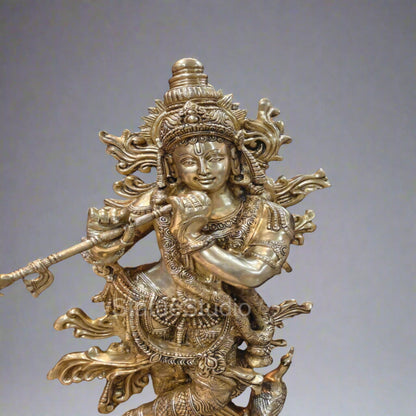 Sama Homes 4 Ft Brass Krishna Idol – Handcrafted Lord Krishna Statue for Home Temple, Mandir by vendor-unknown - Hindu Gods (View 7)