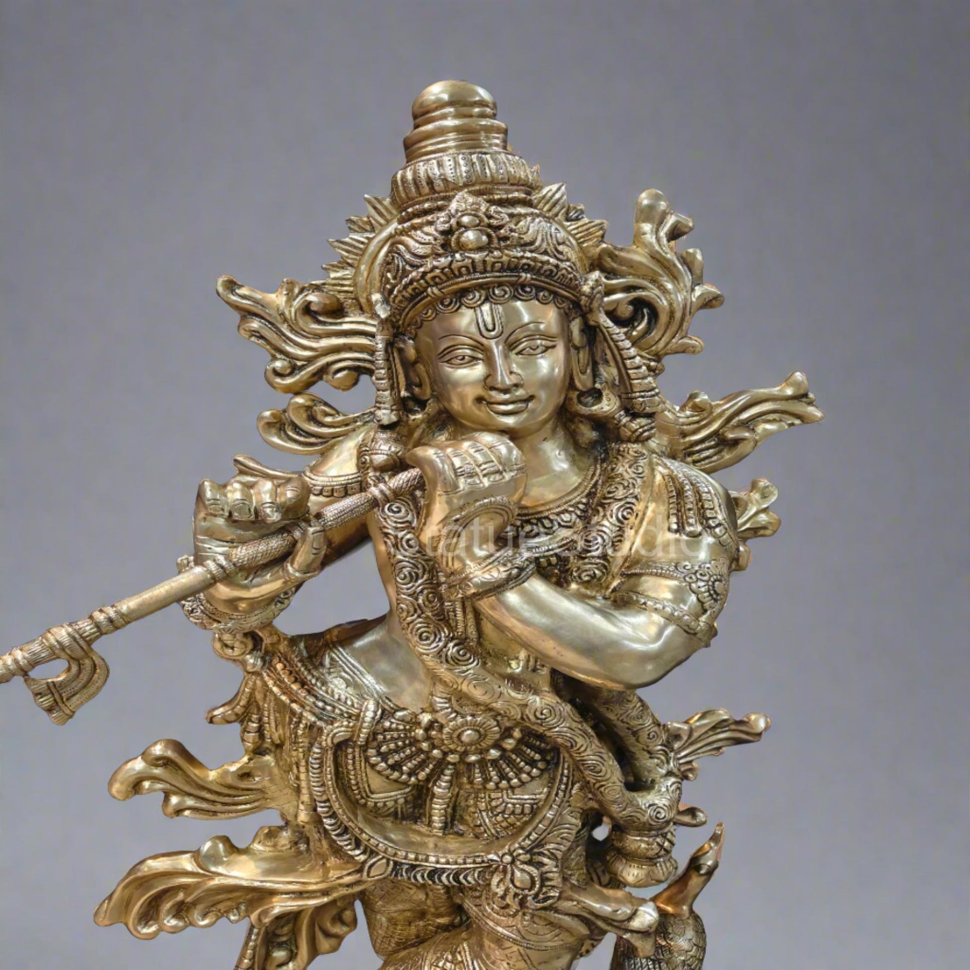 Brass Krishna Idol Finely Crafted 4 Feet by StatueStudio - Image 9