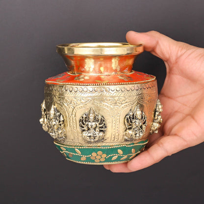 Brass Superfine Ashtalakshmi Ritual Kalash Inlay Work 5 Inch by vendor-unknown - Spiritual (View 3)