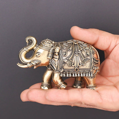 Brass Superfine Elephant Statue For Home Decor Showpieces 5 Inch by vendor-unknown - Decor (View 3)