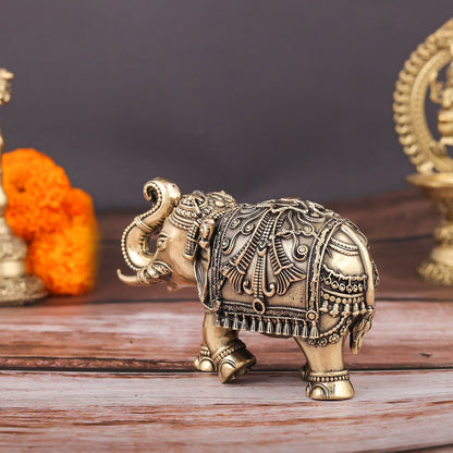 Brass Superfine Elephant Statue For Home Decor Showpieces 5 Inch by vendor-unknown - Decor (View 7)