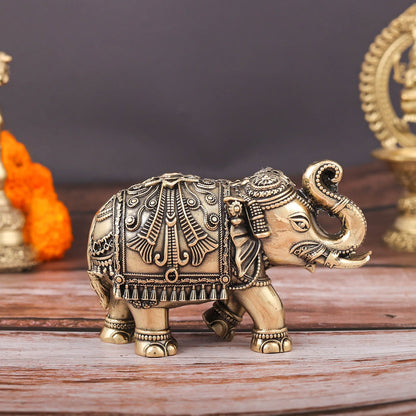 Brass Superfine Elephant Statue For Home Decor Showpieces 5 Inch by vendor-unknown - Decor (View 4)