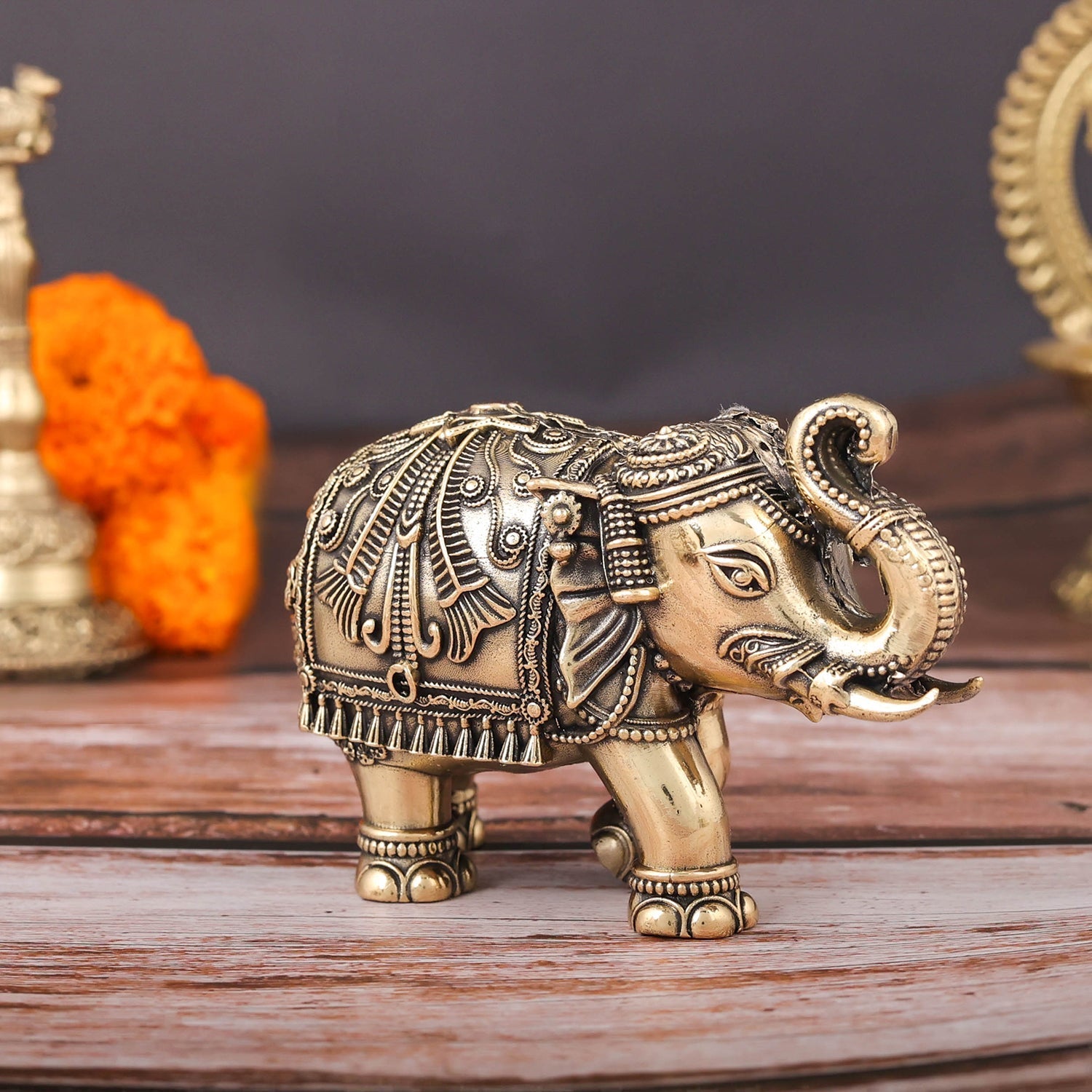 Brass Superfine Elephant Statue For Home Decor Showpieces 5 Inch - Image 5