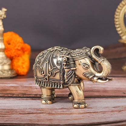 Brass Superfine Elephant Statue For Home Decor Showpieces 5 Inch by vendor-unknown - Decor (View 5)