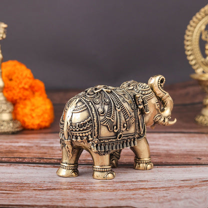 Brass Superfine Elephant Statue For Home Decor Showpieces 5 Inch by vendor-unknown - Decor (View 6)