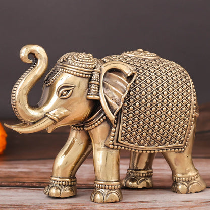 Brass Superfine Elephant Miniature Showpieces 3.5 Inch by vendor-unknown - Decor (View 2)