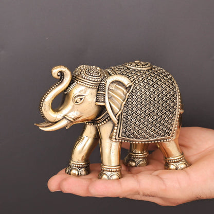 Brass Superfine Elephant Miniature Showpieces 3.5 Inch by vendor-unknown - Decor (View 3)