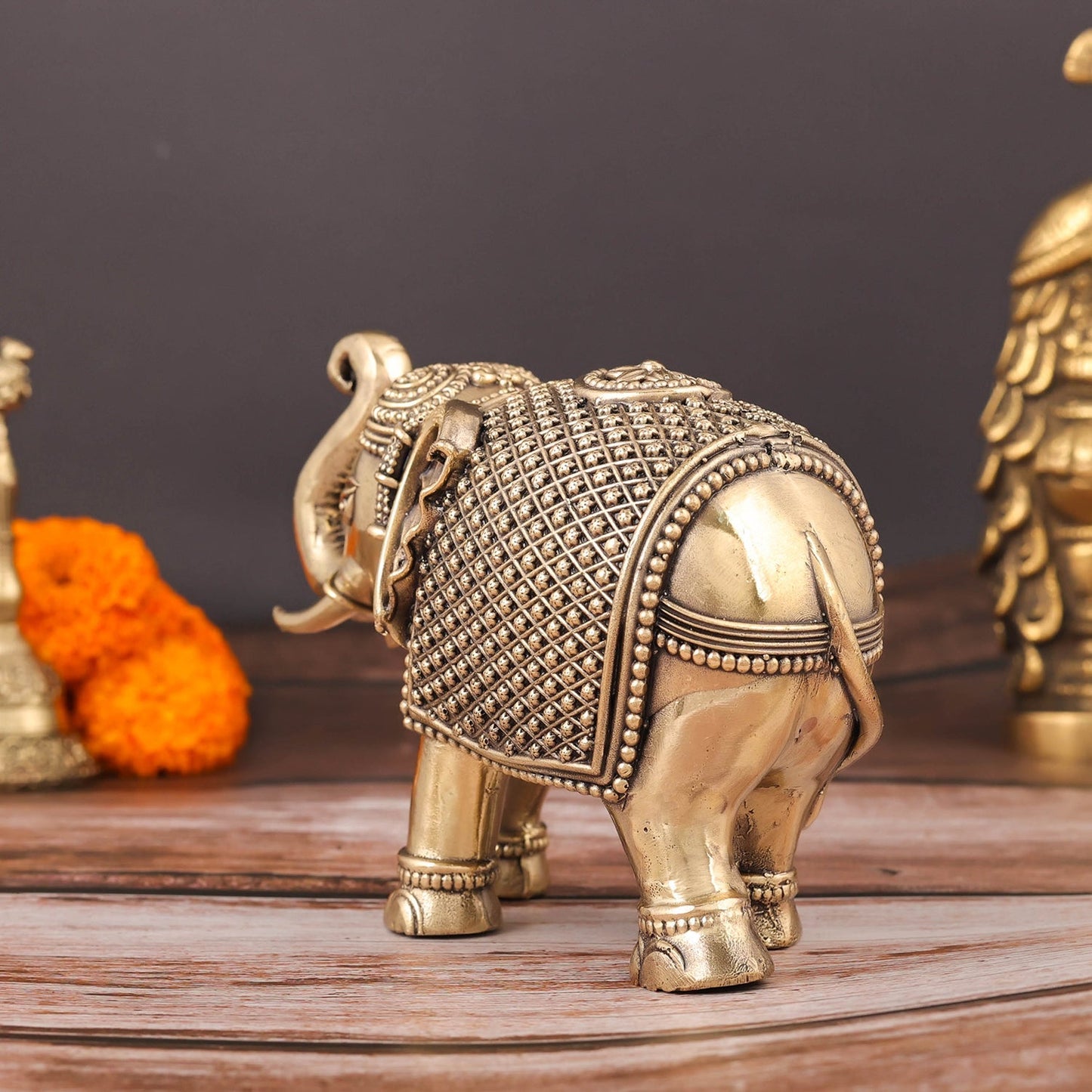 Brass Superfine Elephant Miniature Showpieces 3.5 Inch