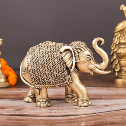 Brass Superfine Elephant Miniature Showpieces 3.5 Inch by vendor-unknown - Decor (View 6)