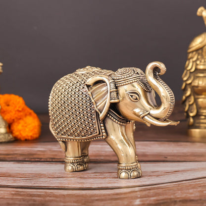 Brass Superfine Elephant Miniature Showpieces 3.5 Inch by vendor-unknown - Decor (View 7)