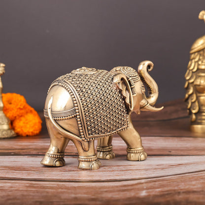 Brass Superfine Elephant Miniature Showpieces 3.5 Inch by vendor-unknown - Decor (View 8)