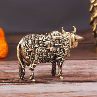 Brass Superfine Small Kamadhenu Cow with Engraved Gods and Goddesses 3 Inch by vendor-unknown - Spiritual (View 6)