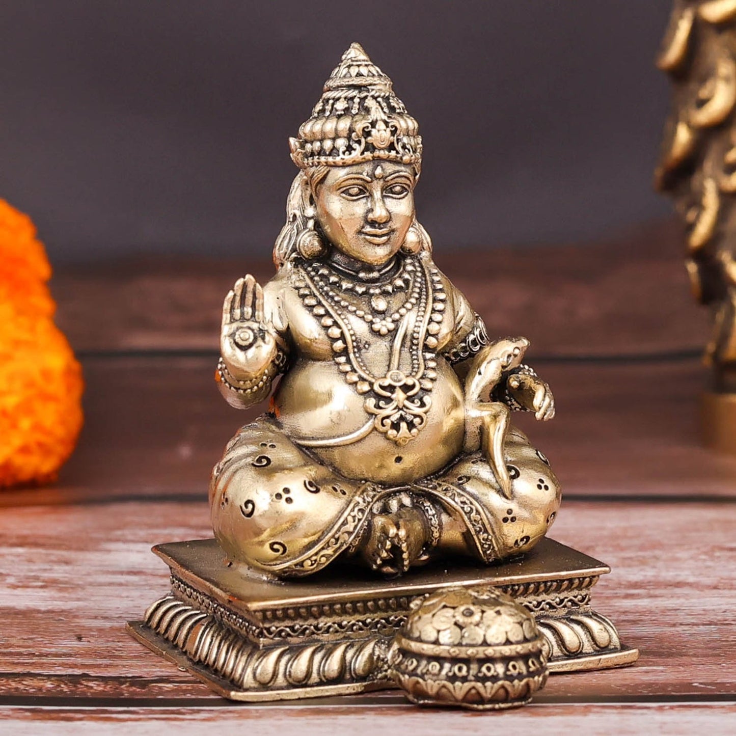 Brass Superfine Blessing Lord Kubera Idol 3 Inch
