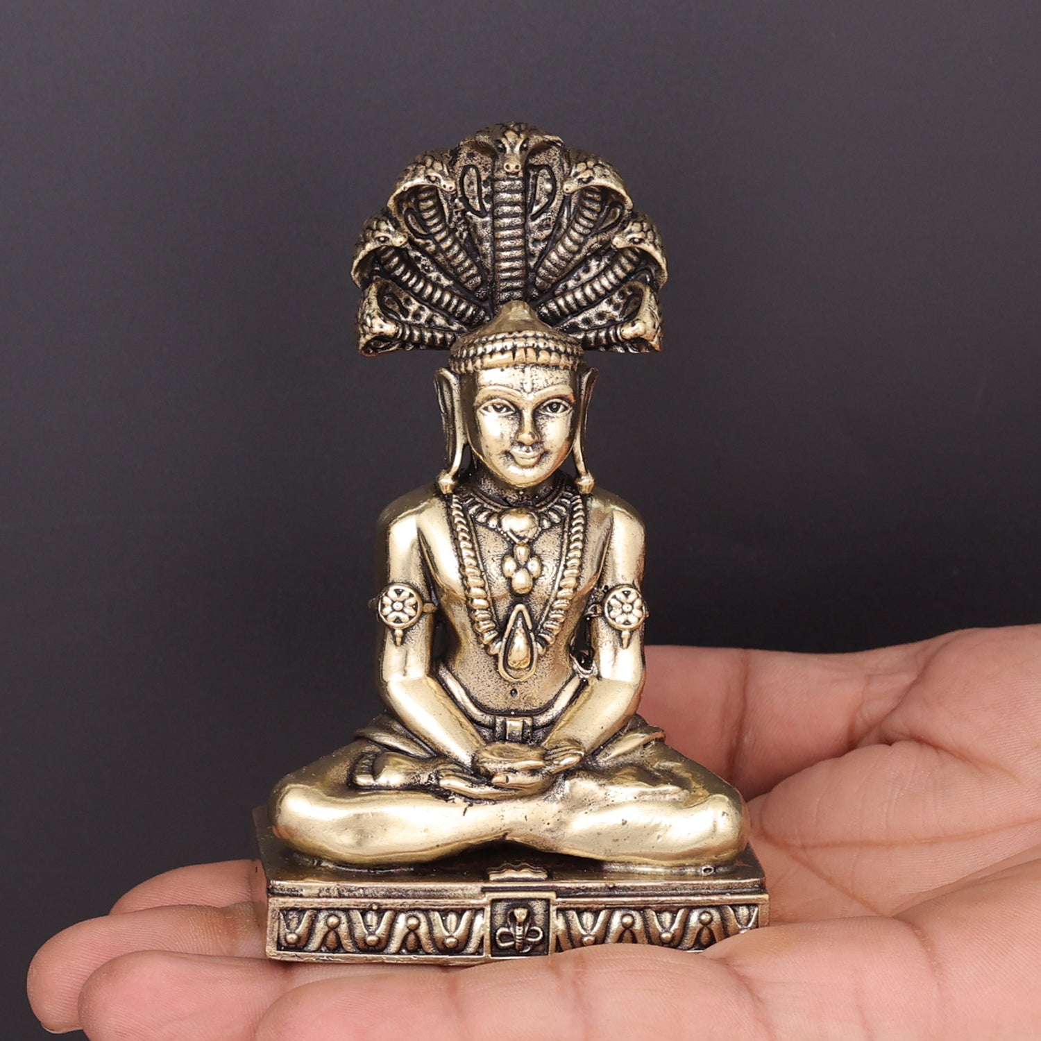 Brass Superfine Jain God Parshwanath Statue With Serpent 4 Inch - Image 3