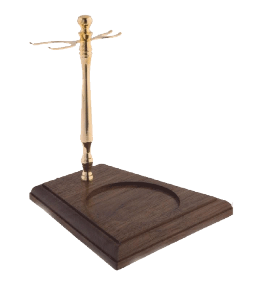 Metal Safety Razor + Shave Brush Stand Gold with Wood Bowl Base (No Bowl) - Eco-friendly - Sama Homes