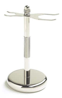 Classic Metal DE Safety Razor Razor + Shave Brush Stand - Chrome (Shavestand)