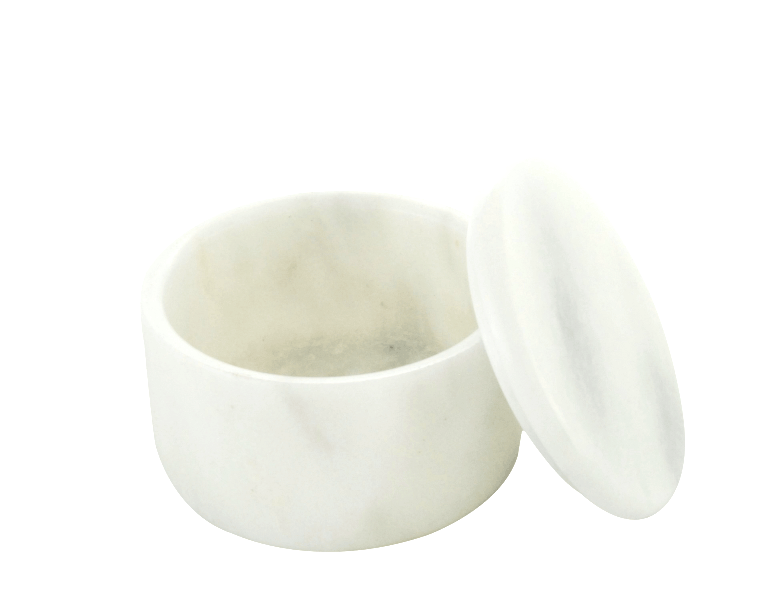 White Marble Shave Bowl with Matching Lid (Small) - No Logo