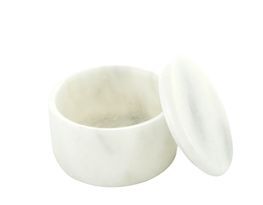 White Marble Shave Bowl with Matching Lid (Small) - No Logo
