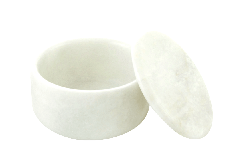 White Marble Bowl with Matching Lid (Large) - No Logo - Eco-friendly - Sama Homes