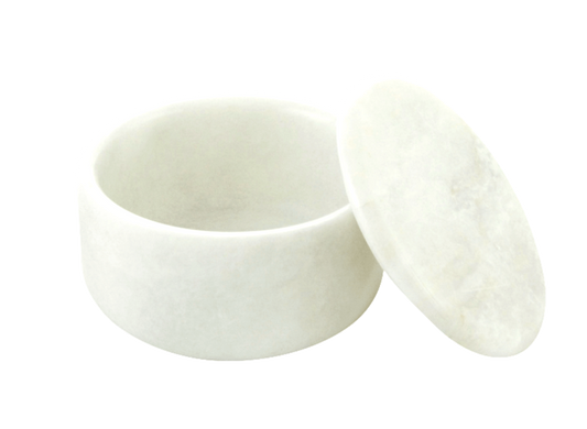 White Marble Bowl with Matching Lid (Large) - No Logo