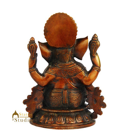 Brass sitting ganpati murti temple puja hindu gods figure statue 7" by vendor-unknown - Hindu Gods (View 4)